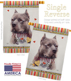 Blue Pitbull Happiness - Pets Nature Vertical Impressions Decorative Flags HG110264 Made In USA