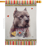 Blue Pitbull Happiness - Pets Nature Vertical Impressions Decorative Flags HG110264 Made In USA