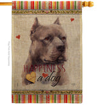 Blue Pitbull Happiness - Pets Nature Vertical Impressions Decorative Flags HG110264 Made In USA