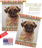 Fawn Pug Happiness - Pets Nature Vertical Impressions Decorative Flags HG110266 Made In USA