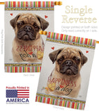 Fawn Pug Happiness - Pets Nature Vertical Impressions Decorative Flags HG110266 Made In USA