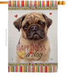 Fawn Pug Happiness - Pets Nature Vertical Impressions Decorative Flags HG110266 Made In USA