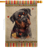 Mahogany Rottweiler Happiness - Pets Nature Vertical Impressions Decorative Flags HG110267 Made In USA