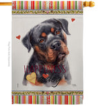 Mahogany Rottweiler Happiness - Pets Nature Vertical Impressions Decorative Flags HG110267 Made In USA