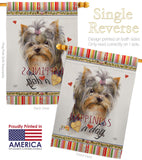 Yorkshire Happiness - Pets Nature Vertical Impressions Decorative Flags HG110271 Made In USA