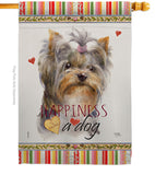 Yorkshire Happiness - Pets Nature Vertical Impressions Decorative Flags HG110271 Made In USA