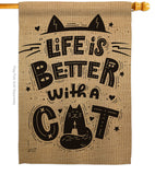 Better With a Cat - Pets Nature Vertical Impressions Decorative Flags HG137230 Made In USA