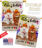 Better With Cats - Pets Nature Vertical Impressions Decorative Flags HG137552 Made In USA