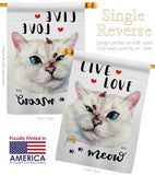 Live Love Meow - Pets Nature Vertical Impressions Decorative Flags HG137560 Made In USA