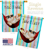 Take it Easy - Pets Nature Vertical Impressions Decorative Flags HG192605 Made In USA