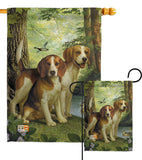 Beagles And Duck - Pets Nature Vertical Impressions Decorative Flags HG110068 Made In USA