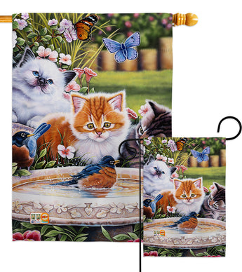 Splashing Up Some Fun - Pets Nature Vertical Impressions Decorative Flags HG110071 Made In USA