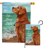 Golden Stay Love - Pets Nature Vertical Impressions Decorative Flags HG110084 Made In USA