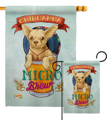 Chihuahua Micro Brew - Pets Nature Vertical Impressions Decorative Flags HG110098 Made In USA