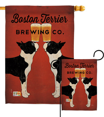 Boston Terrier Brewing - Pets Nature Vertical Impressions Decorative Flags HG110117 Made In USA