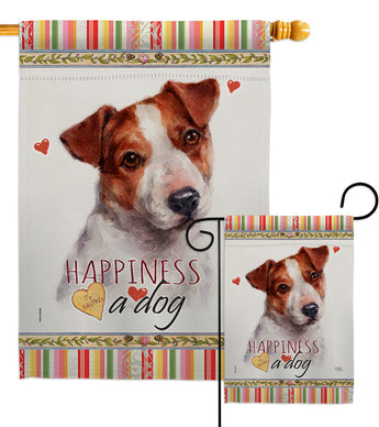 Jack Russell Terrier Happiness - Pets Nature Vertical Impressions Decorative Flags HG110136 Made In USA