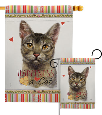 Abyssiniar Happiness - Pets Nature Vertical Impressions Decorative Flags HG110140 Made In USA