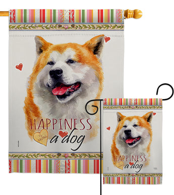 Akita Happiness - Pets Nature Vertical Impressions Decorative Flags HG110141 Made In USA