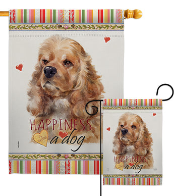 Cocker Spaniel Happiness - Pets Nature Vertical Impressions Decorative Flags HG110143 Made In USA