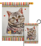 Gray American Short Hair Happiness - Pets Nature Vertical Impressions Decorative Flags HG110145 Made In USA