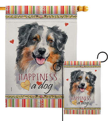 Australian Shepherd Happiness - Pets Nature Vertical Impressions Decorative Flags HG110148 Made In USA