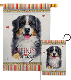 Bernese Mountain Happiness - Pets Nature Vertical Impressions Decorative Flags HG110153 Made In USA