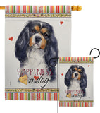 Cavalier Spaniel Happiness - Pets Nature Vertical Impressions Decorative Flags HG110155 Made In USA