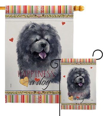 Black Chow Chow Happiness - Pets Nature Vertical Impressions Decorative Flags HG110156 Made In USA