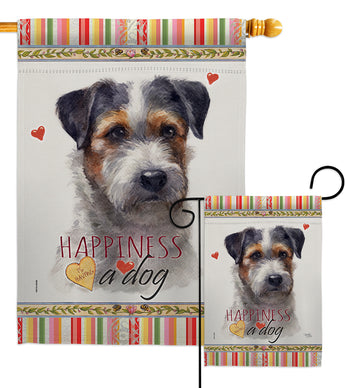 Black Jack Russell Happiness - Pets Nature Vertical Impressions Decorative Flags HG110157 Made In USA