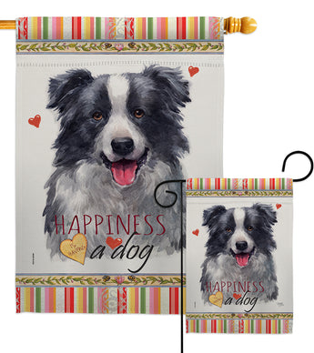 Border Collie Happiness - Pets Nature Vertical Impressions Decorative Flags HG110158 Made In USA