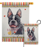 Boston Terrier Happiness - Pets Nature Vertical Impressions Decorative Flags HG110159 Made In USA