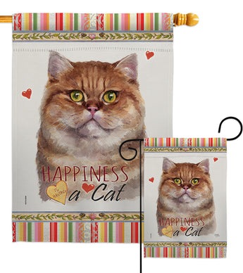 British Short Hair Happiness - Pets Nature Vertical Impressions Decorative Flags HG110161 Made In USA