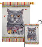 Blue British Short Hair Happiness - Pets Nature Vertical Impressions Decorative Flags HG110162 Made In USA