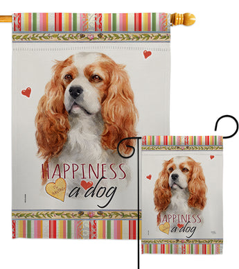 Cavalier King Spaniel Happiness - Pets Nature Vertical Impressions Decorative Flags HG110164 Made In USA