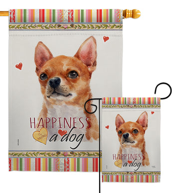 Shorthair Chihuahua Happiness - Pets Nature Vertical Impressions Decorative Flags HG110167 Made In USA