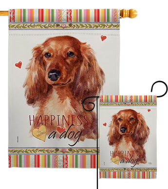 Long Hair Dachshund Happiness - Pets Nature Vertical Impressions Decorative Flags HG110170 Made In USA
