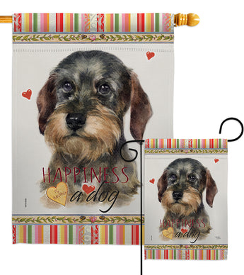 Wire Haired Dachshund Happiness - Pets Nature Vertical Impressions Decorative Flags HG110171 Made In USA