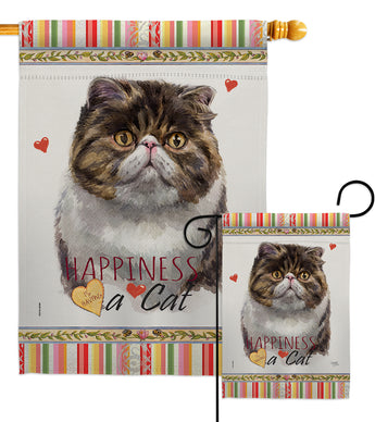 Exotic Short Hair Happiness - Pets Nature Vertical Impressions Decorative Flags HG110177 Made In USA