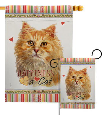 Ginger Long Hair Happiness - Pets Nature Vertical Impressions Decorative Flags HG110178 Made In USA