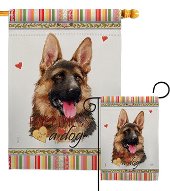 German Shepherd Happiness - Pets Nature Vertical Impressions Decorative Flags HG110190 Made In USA
