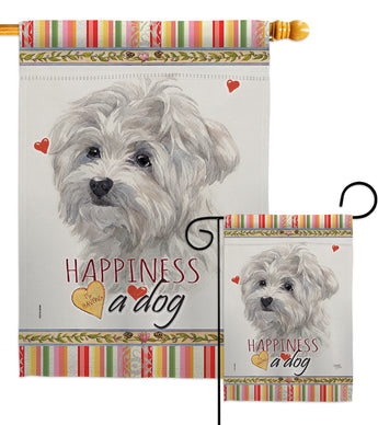 Maltese Happiness - Pets Nature Vertical Impressions Decorative Flags HG110194 Made In USA