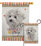 Maltese Happiness - Pets Nature Vertical Impressions Decorative Flags HG110194 Made In USA