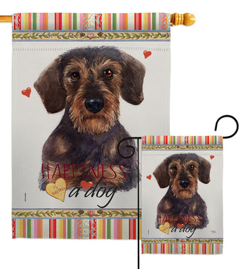 Miniature Dachshund Happiness - Pets Nature Vertical Impressions Decorative Flags HG110196 Made In USA