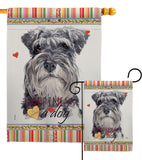 Miniature Schnauzer Happiness - Pets Nature Vertical Impressions Decorative Flags HG110197 Made In USA