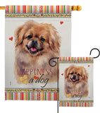 Pekingese Happiness - Pets Nature Vertical Impressions Decorative Flags HG110201 Made In USA