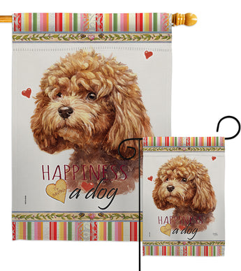 Poodle Happiness - Pets Nature Vertical Impressions Decorative Flags HG110207 Made In USA