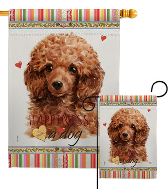 Miniature Poodle Happiness - Pets Nature Vertical Impressions Decorative Flags HG110209 Made In USA