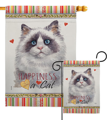 Blue Bicolor Ragdoll Happiness - Pets Nature Vertical Impressions Decorative Flags HG110211 Made In USA