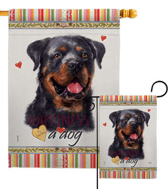 Rottweiler Happiness - Pets Nature Vertical Impressions Decorative Flags HG110214 Made In USA