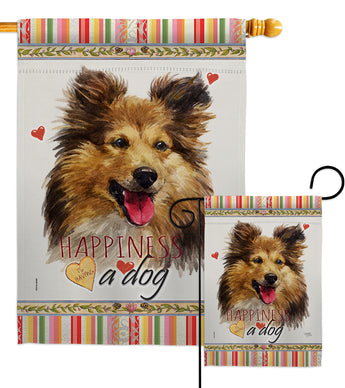 Shetland Sheepdog Happiness - Pets Nature Vertical Impressions Decorative Flags HG110216 Made In USA